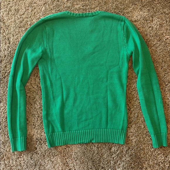 Sold ❌Ralph Lauren Green V-Neck Sweater with Crest - Picture 2 of 6